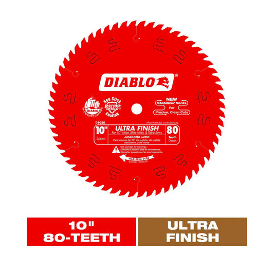 Diablo Ultra Finish Saw Blade for Wood - 10 in. x 80-Tooth