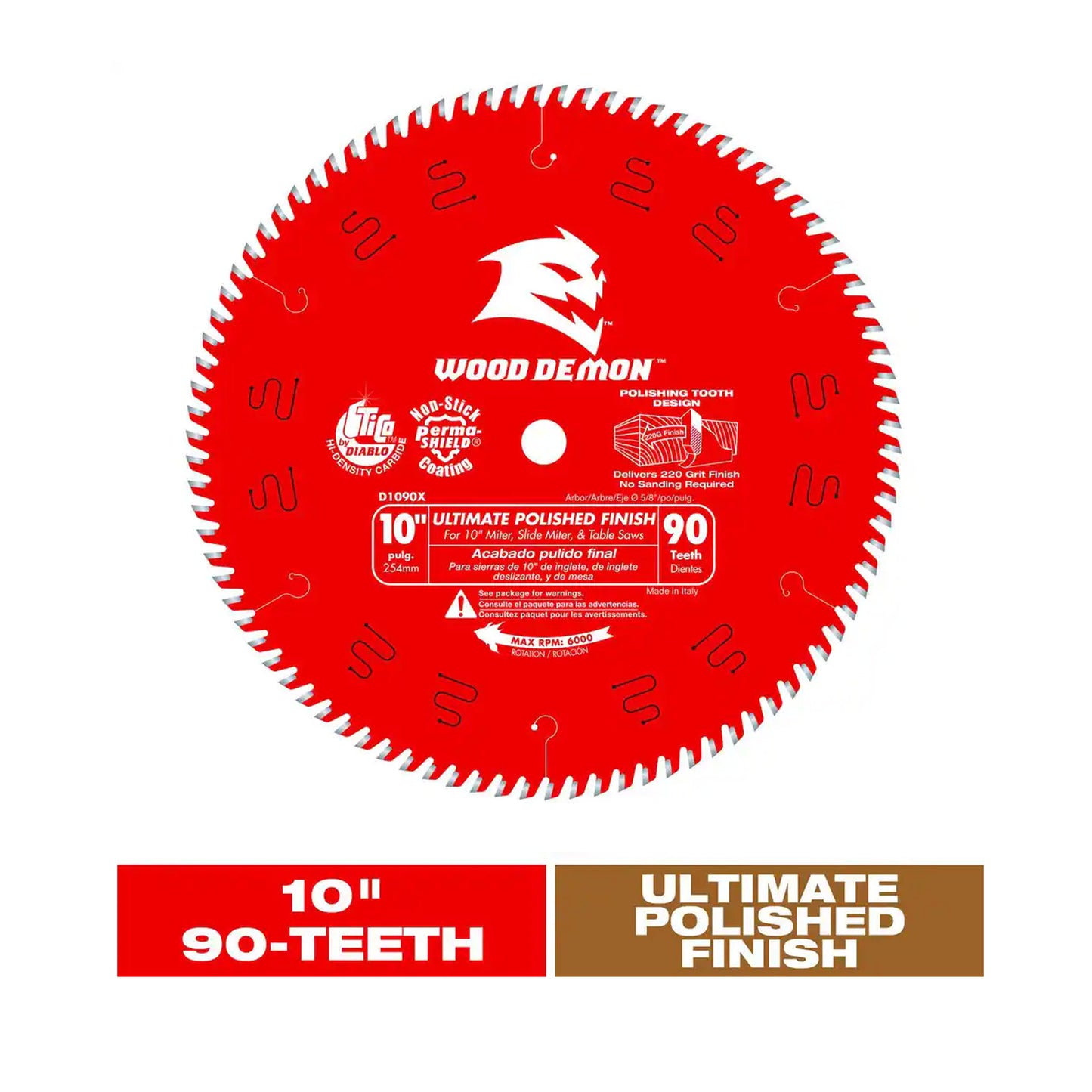 Diablo Ultimate Polished Finish Saw Blade for Wood - 10 in. x 90-Tooth