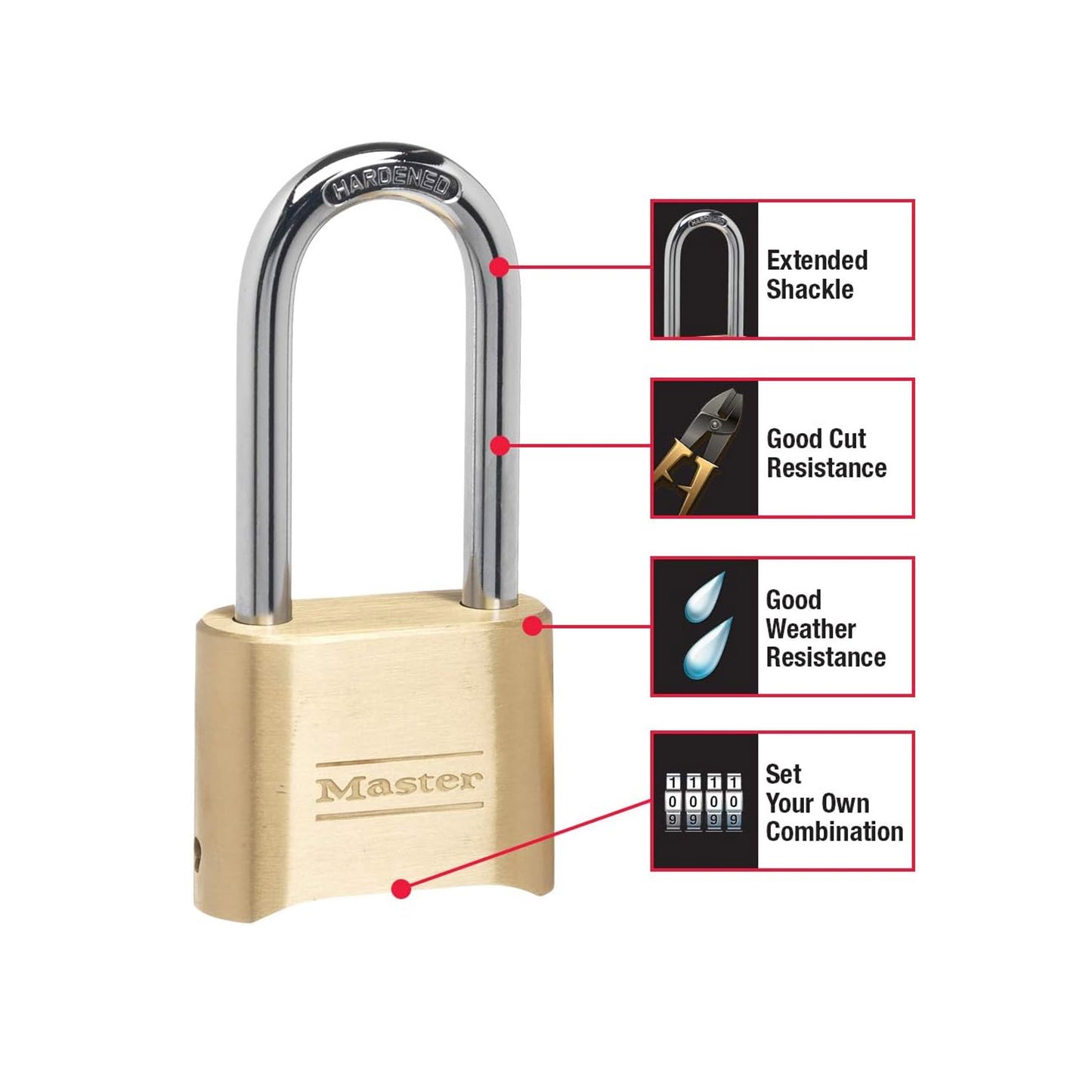 Masterlock Combination Padlock - 2-1/4 in. Long Shackle