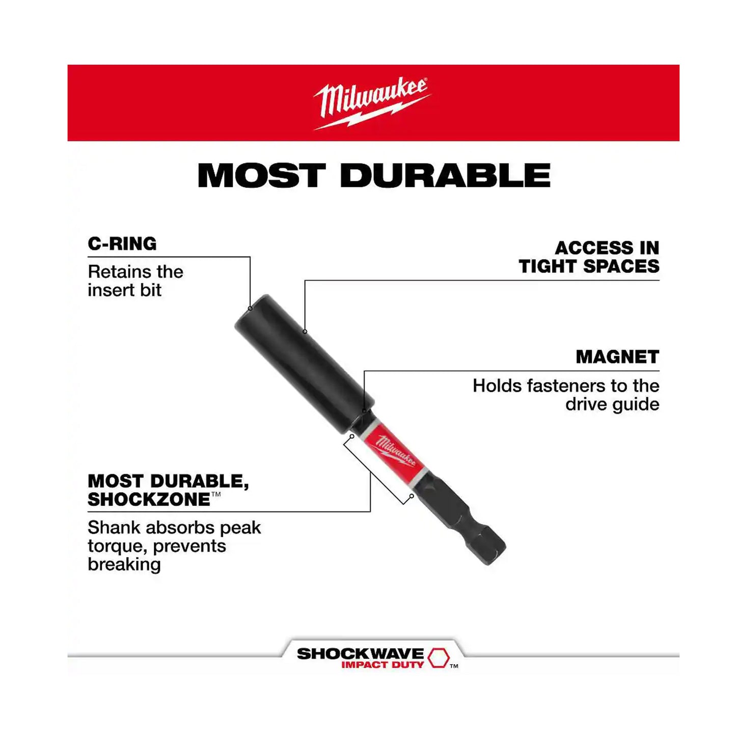 Milwaukee Shockwave Impact Duty Compact Magnetic Drill Bit Tip Extender/Holder